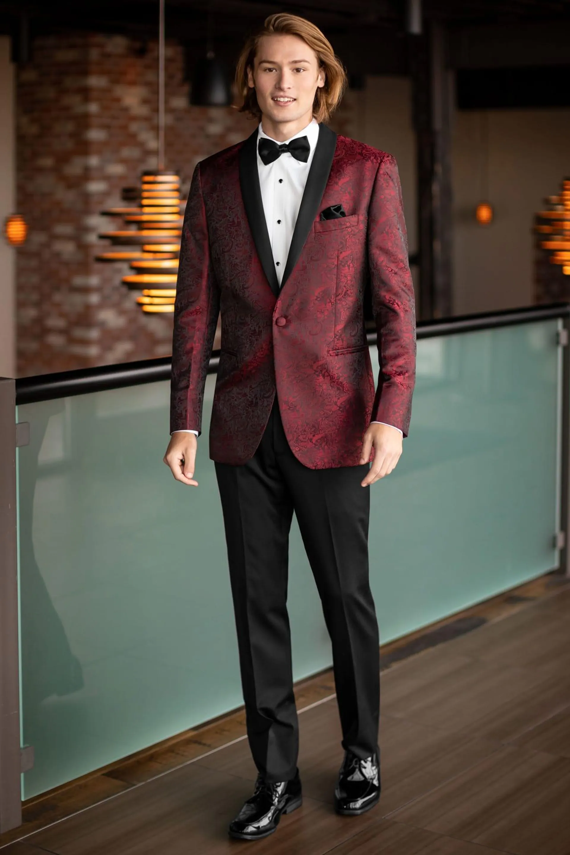 Mark of Distinction Apple Red Paisley Aries Tuxedo | Jim's Formal Wear