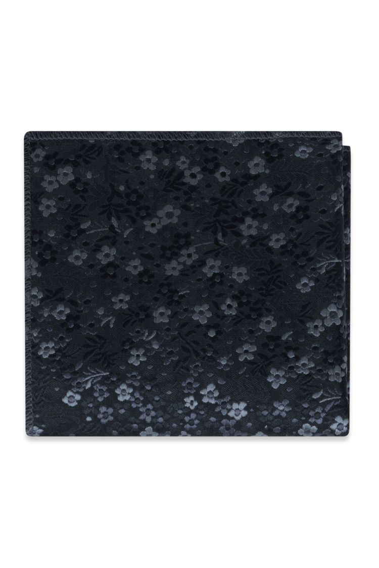 Black Floral Pocket Square