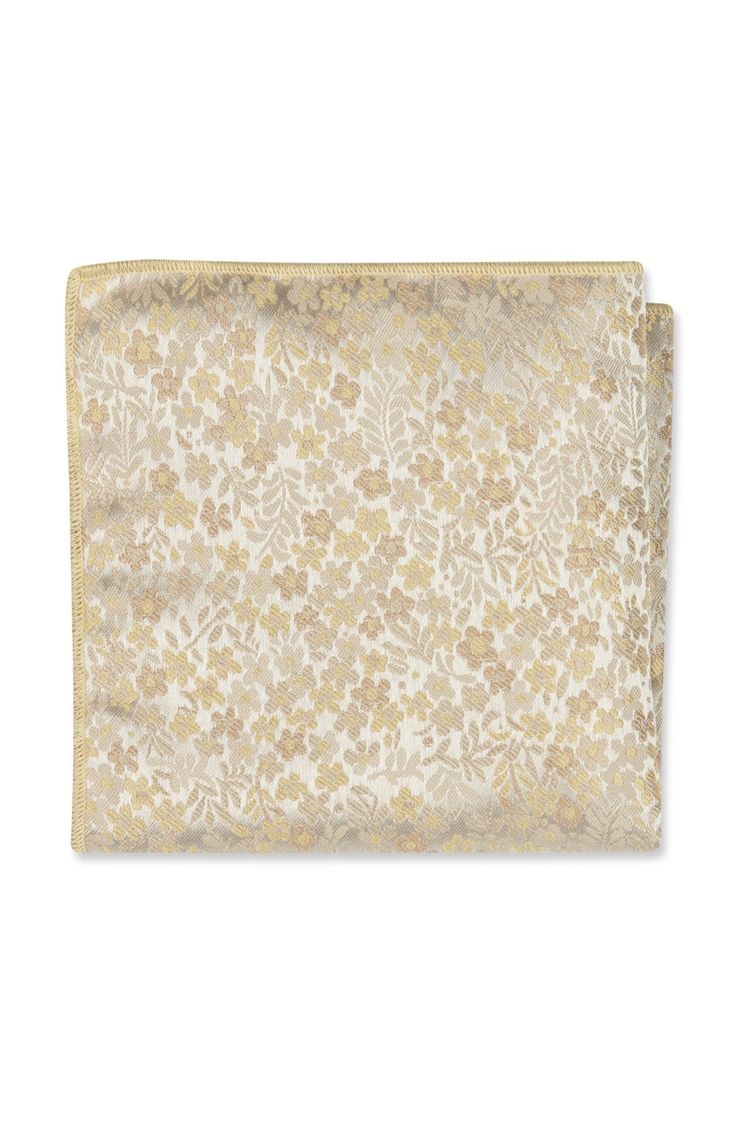 Golden Floral Pocket Square