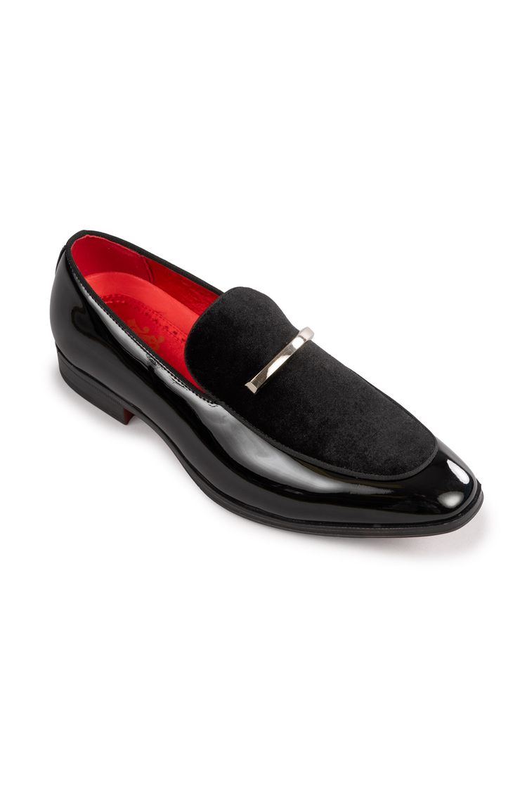 Black Patent Leather Velvet Loafer