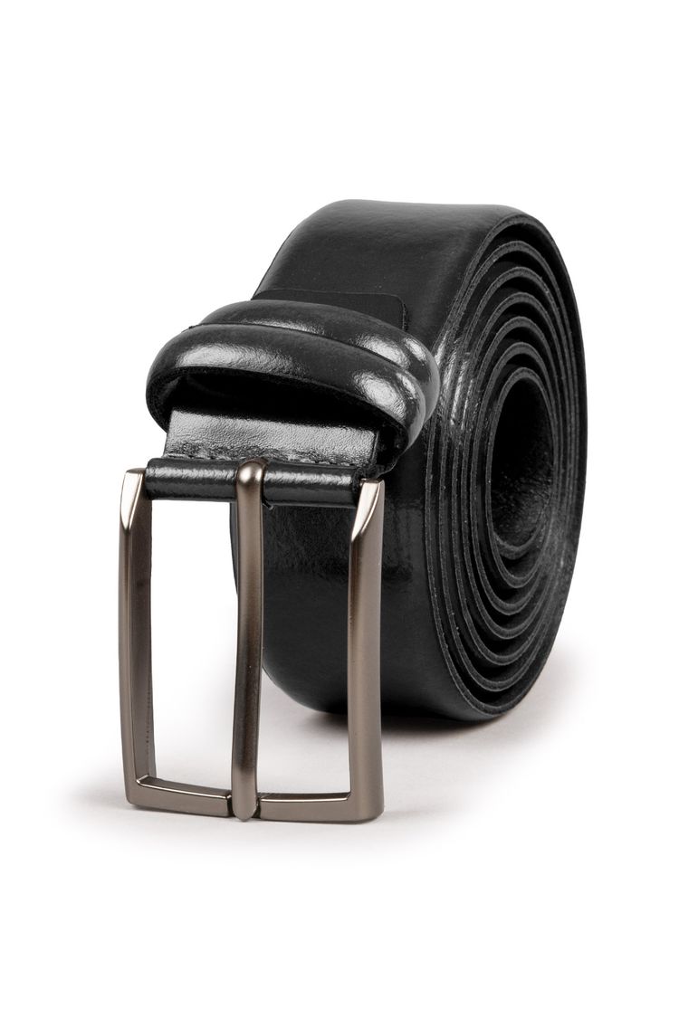 Alta Moda Black Glossy Italian Leather Belt