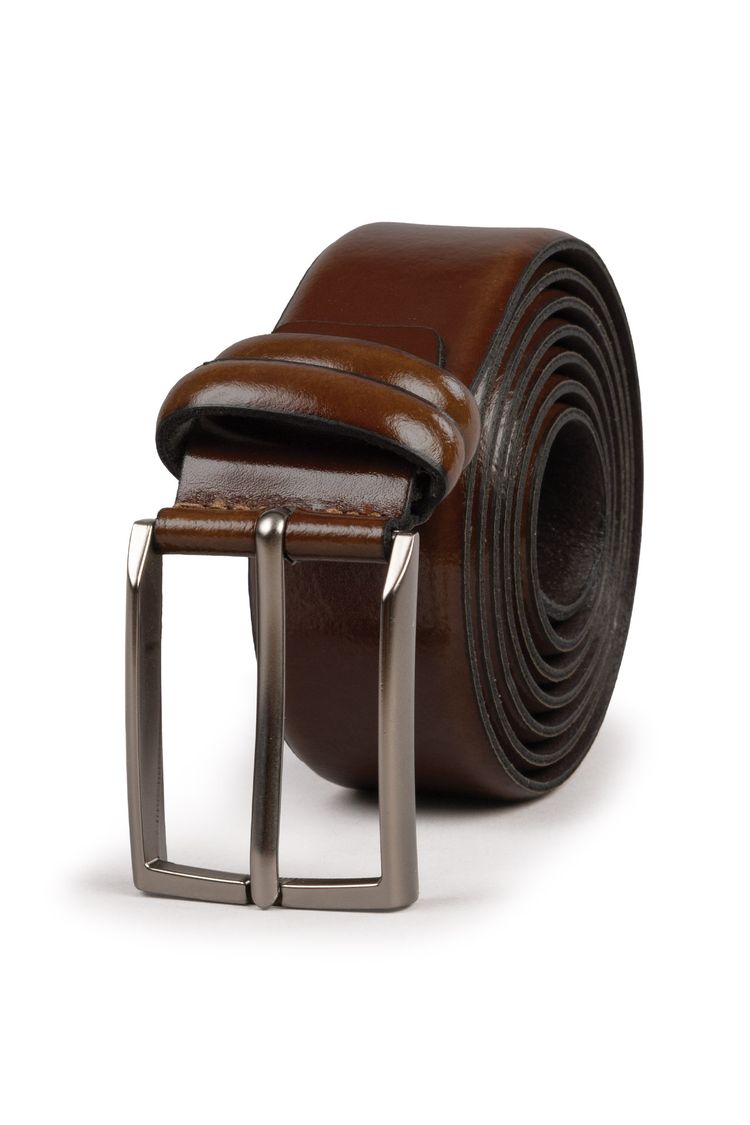 Dark Brown Glossy Italian Leather Belt
