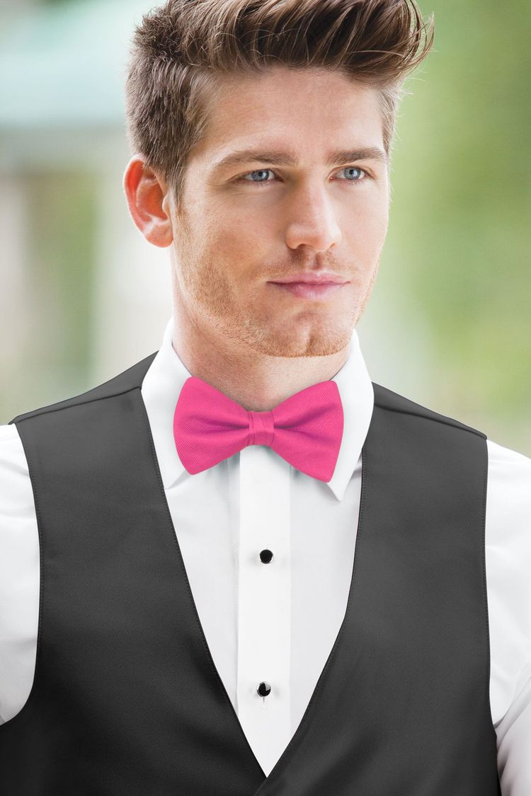Barbie Pink Solid Bow Tie with a black vest