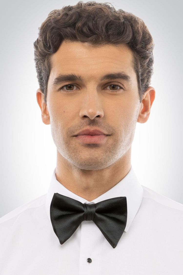 Black Satin Tear Drop Bow Tie