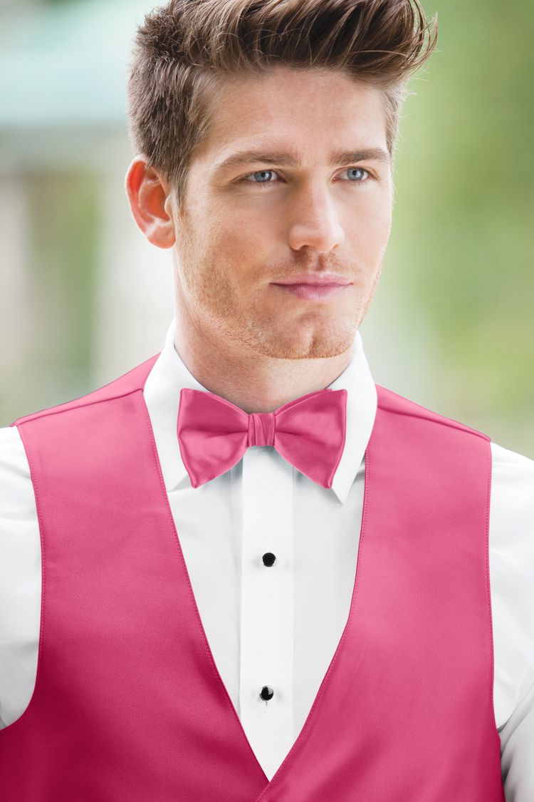 Guy wearing the Expressions Lite Watermelon Bow Tie and matching vest