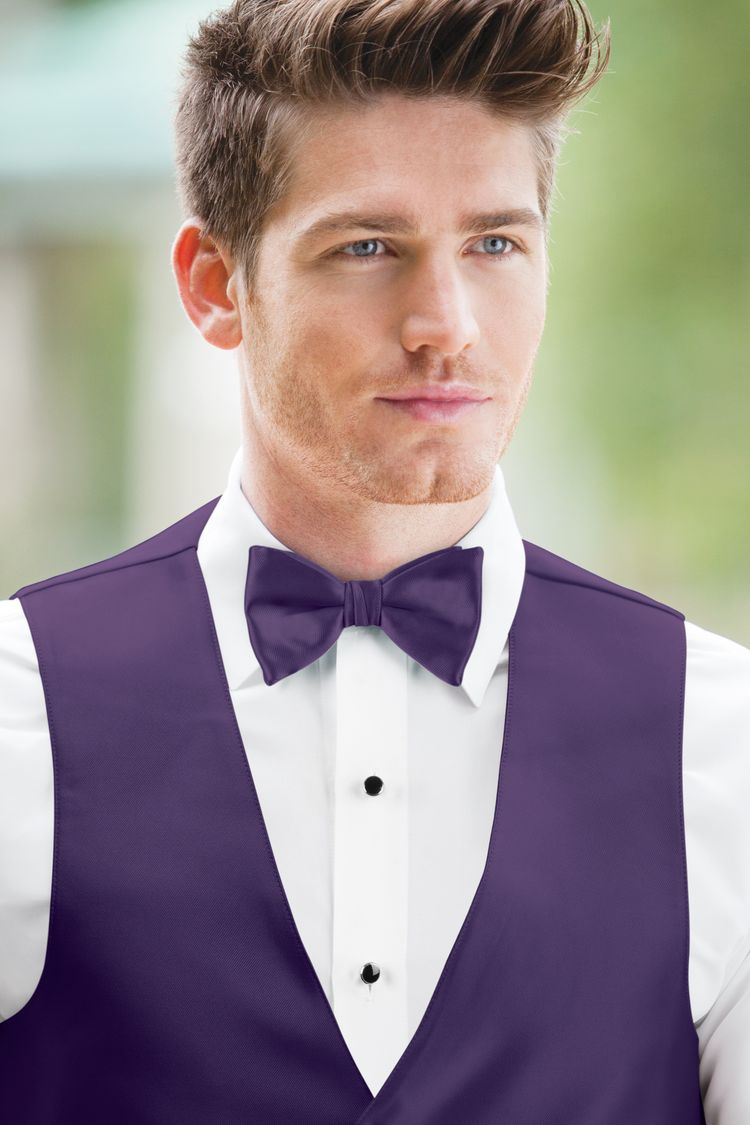 Man wearing the Expressions Regency Bow Tie with a matching vest