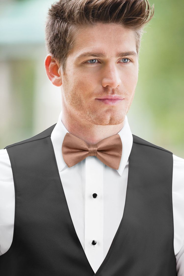 Desert Rose Solid Windsor Tie with a black vest