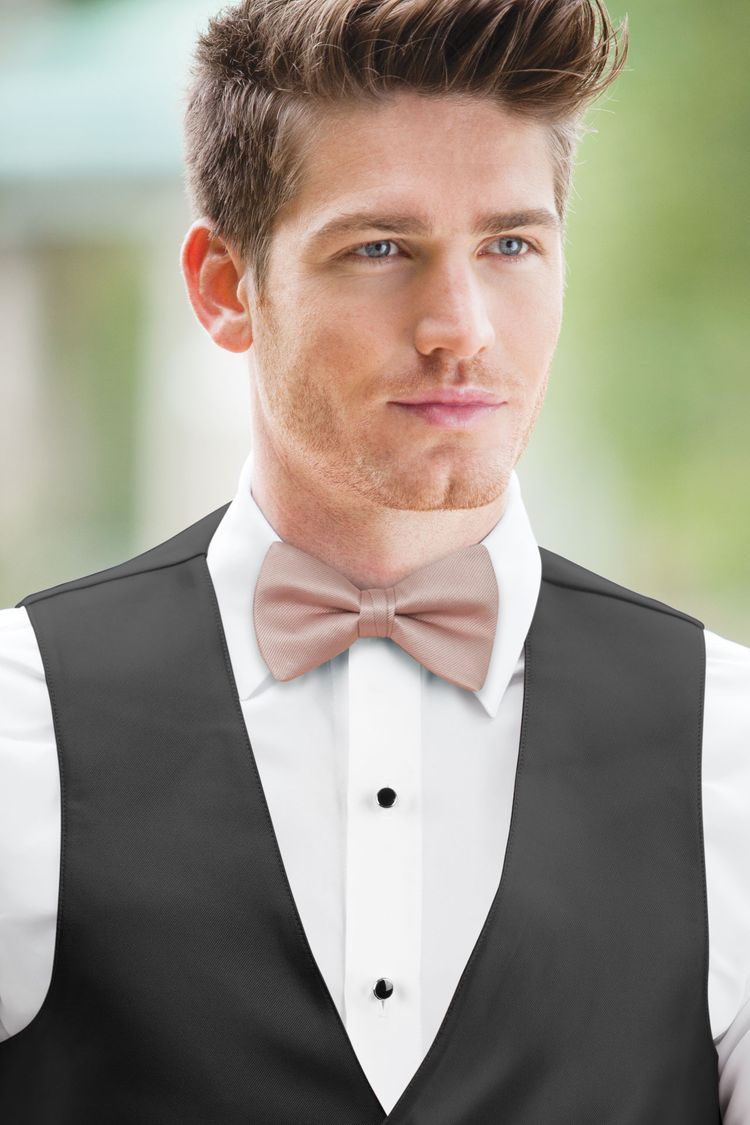 Dusty Rose Solid Bow Tie with a black vest