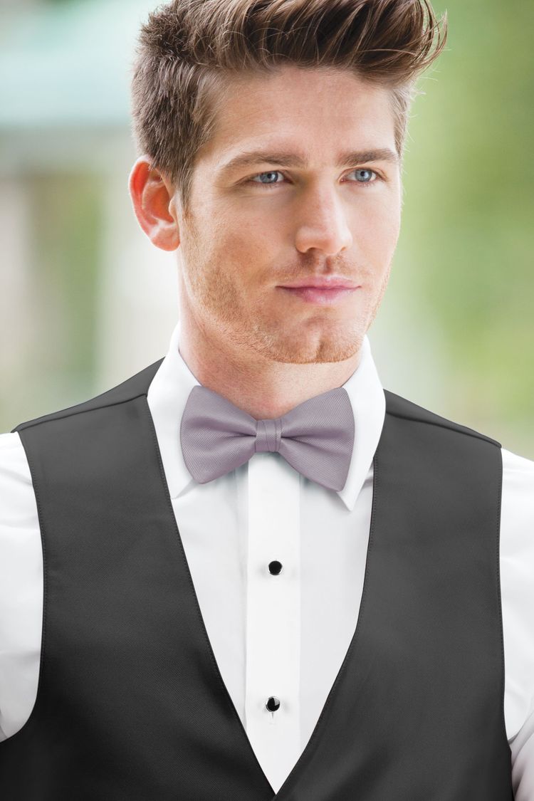Lavender Haze Solid Bow Tie with a black vest