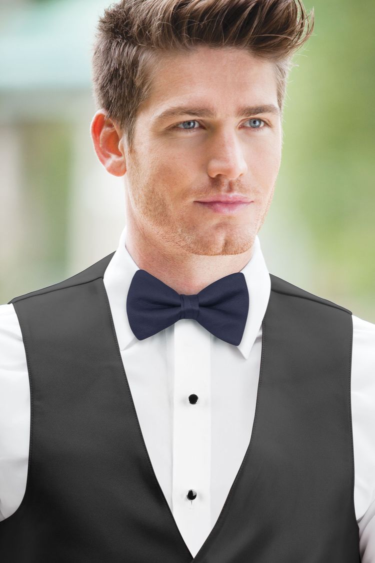 Marine Solid Bow Tie with a black vest