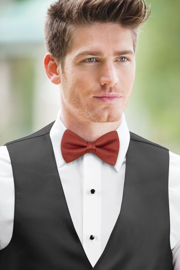 Rust Solid Bow Tie with a black vest