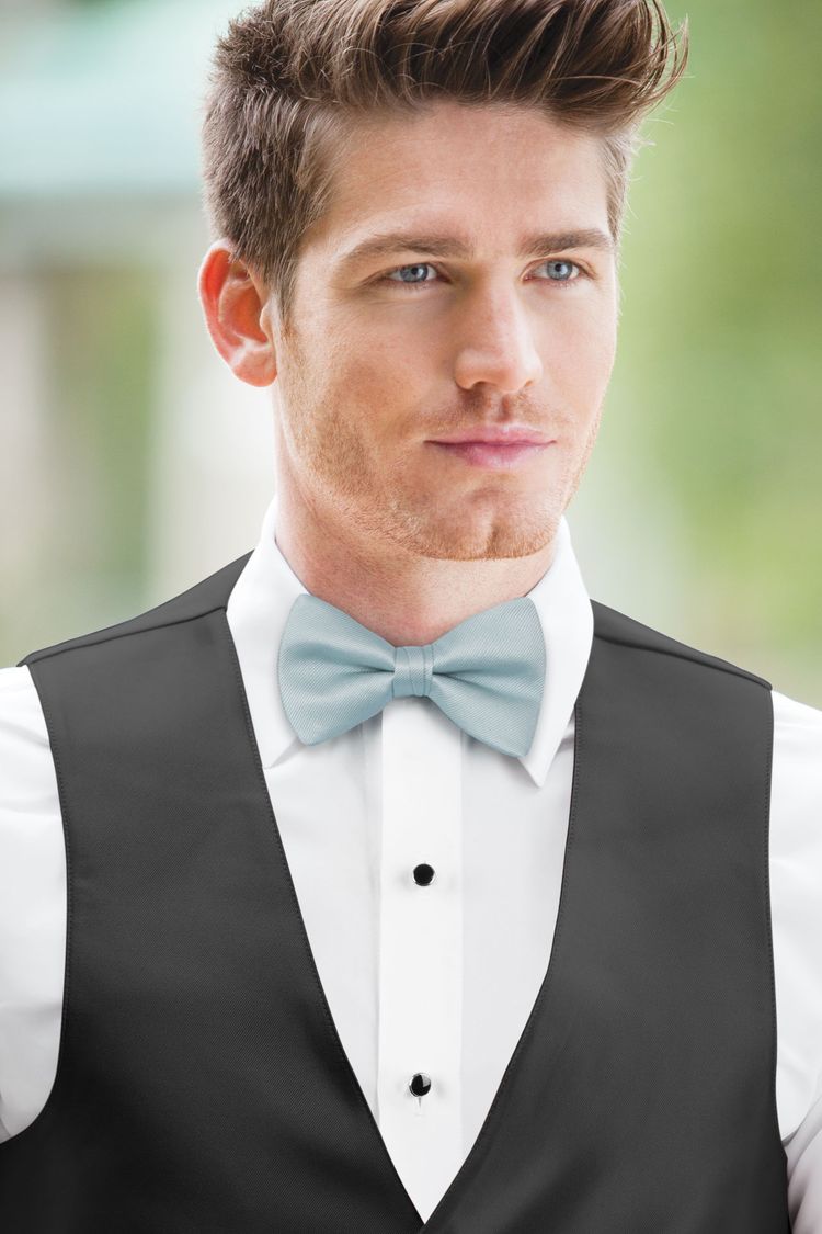 Sky Blue Solid Bow Tie with a black vest