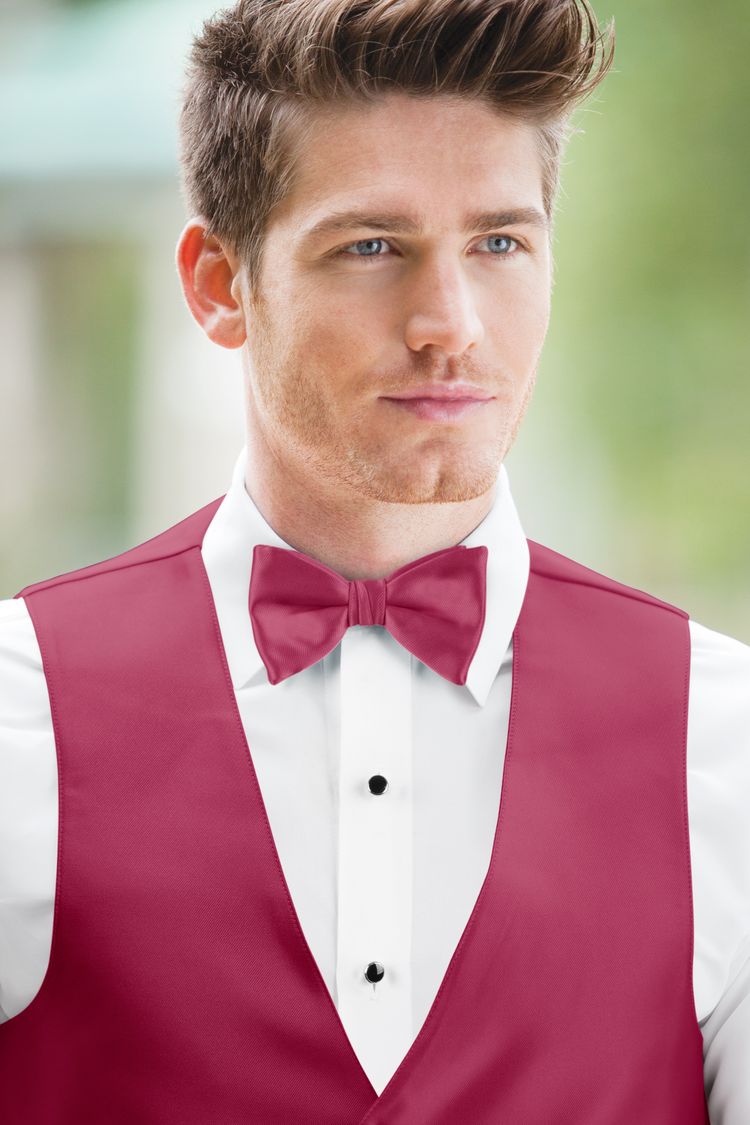 Man wearing the Expressions Watermelon Bow Tie with a matching vest