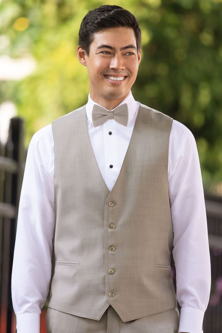 Man wearing a Matching Sand Brunswick Fullback Vest and tie
