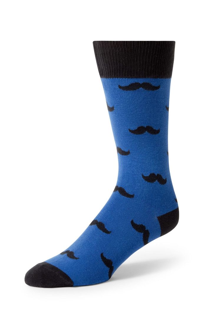 Royal Blue Mustache Socks