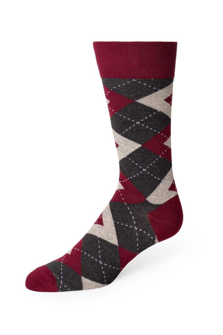 Wine Grey Argyle Socks