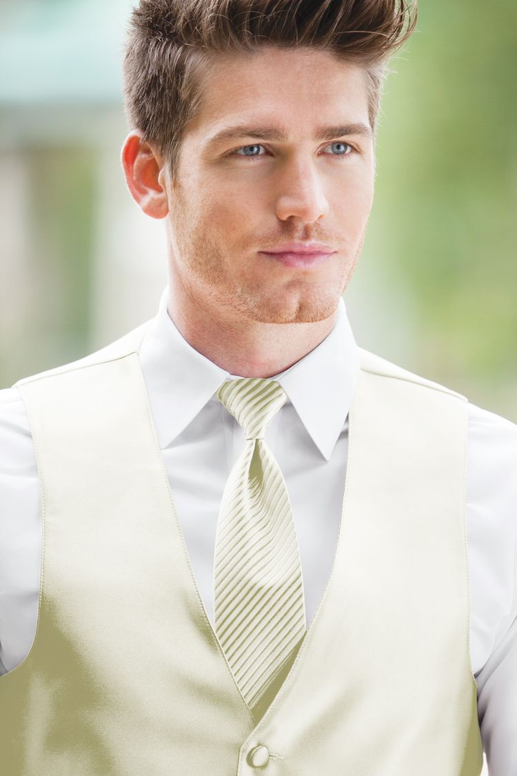 Man wearing the Expressions Ivory Windsor Tie with a matching vest