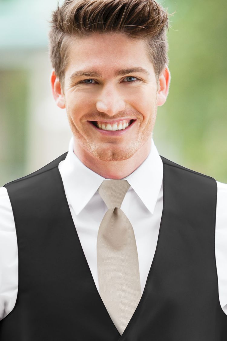 Biscotti Solid Windsor Tie with a black vest
