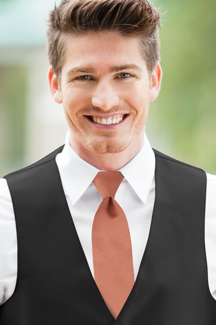 Sedona Solid Windsor Tie with a black vest